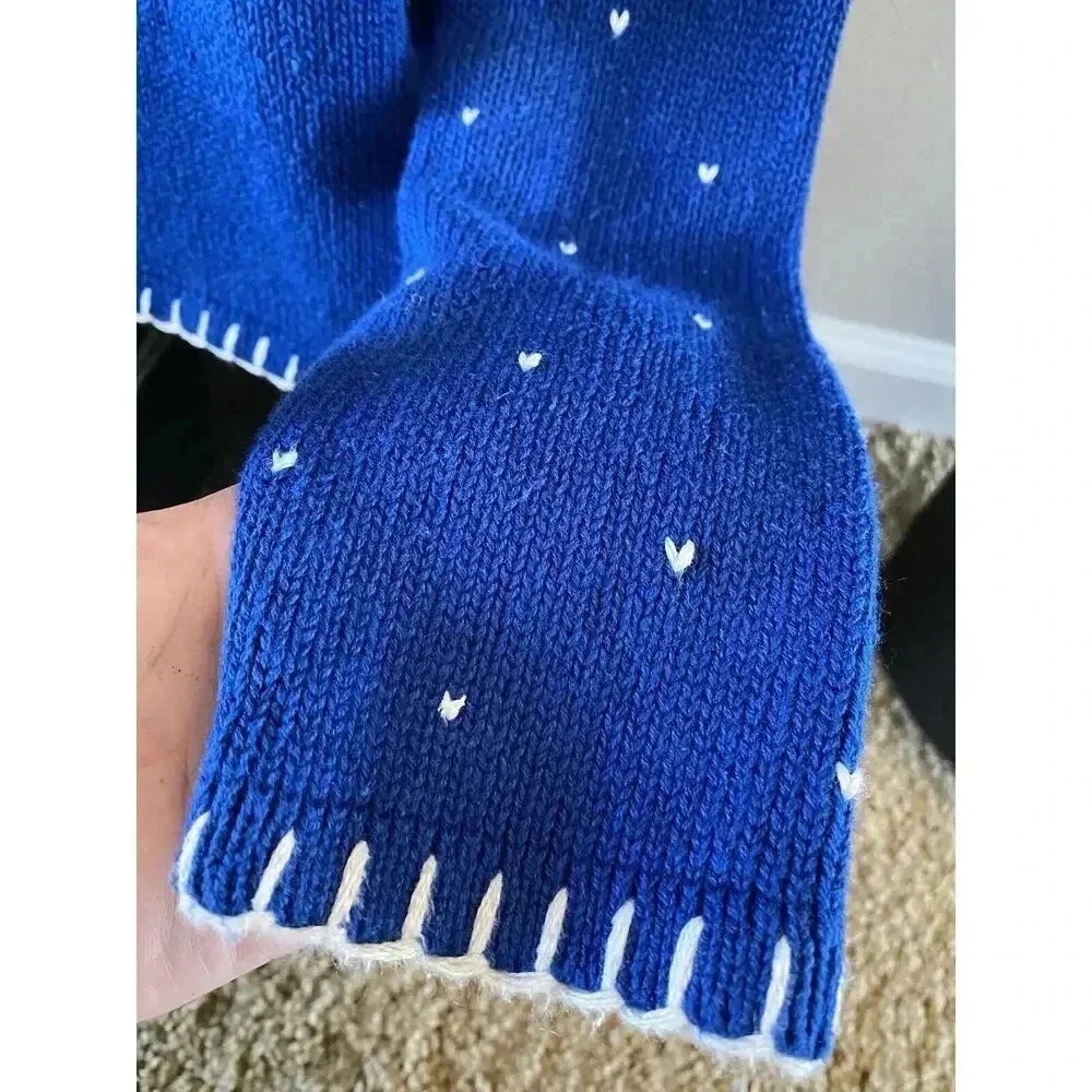 DESIGNERS ORIGINALS vintage Christmas cardigan Ugly Sweater Blue Size Small Knit